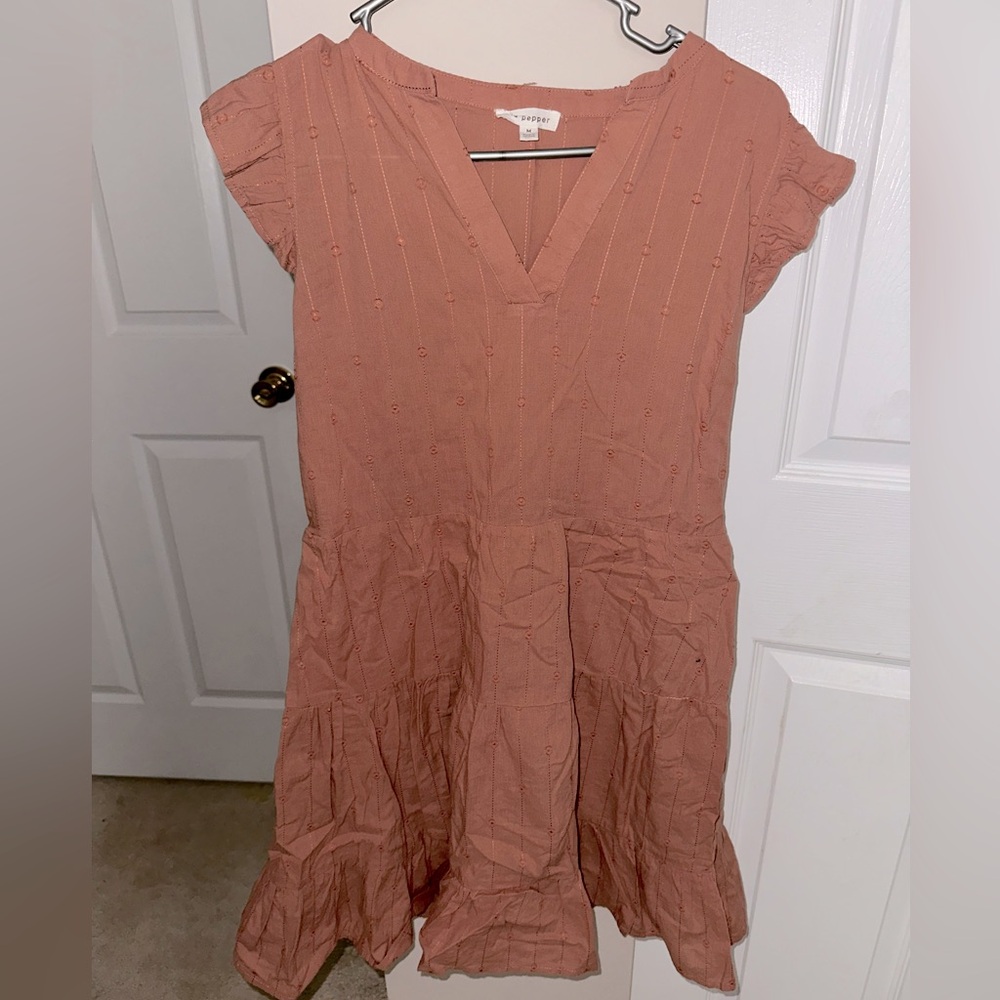 Blu Pepper Apricot Color Sleeveless Dress